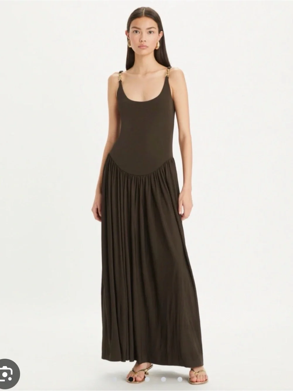 Tory Burch Dark Brown Jersey Clip Tank Dress